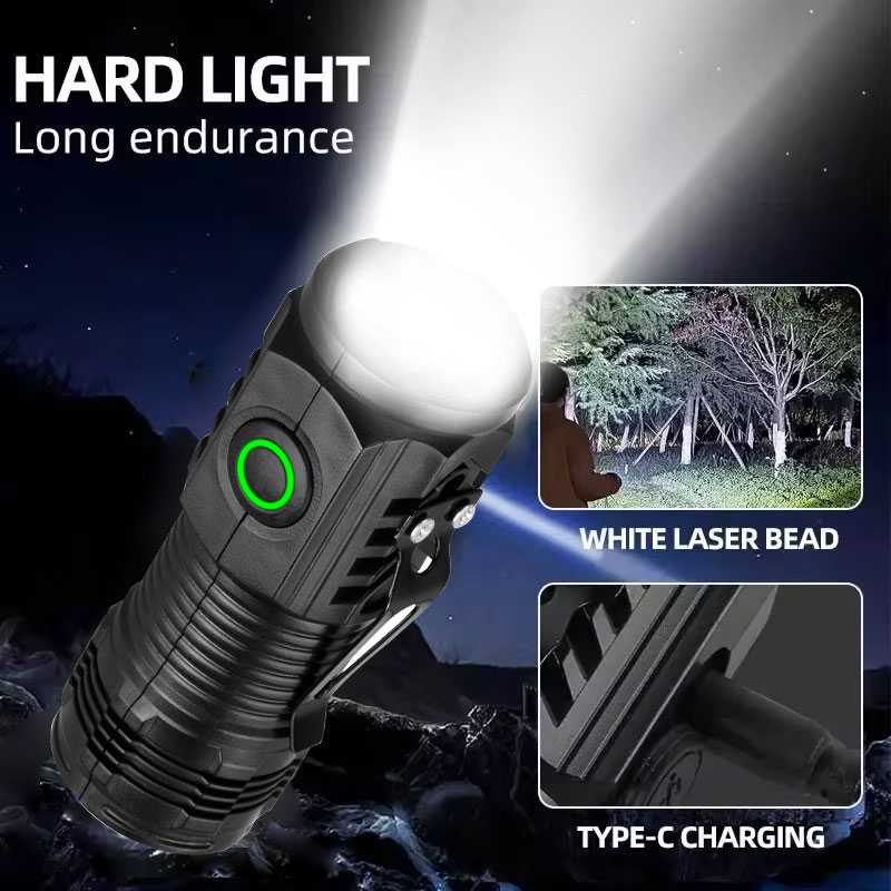 3 Core LED Mini Tactical Flashlight Rechargeable High Power LED Torch Metal Pen Clip Hand Lamp