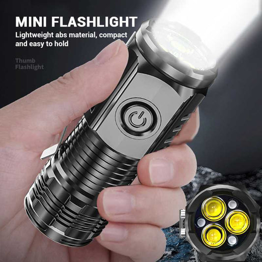3 Core LED Mini Tactical Flashlight Rechargeable High Power LED Torch Metal Pen Clip Hand Lamp