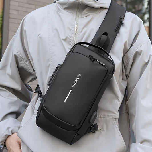 Fashion Anti-Theft Password Lock Crossbody Bag - High-Capacity Nylon Backpack with Adjustable Strap, Multiple Compartments & Secure Zipper Closure for Commuting, Travel, Hiking, Backpack for Travel