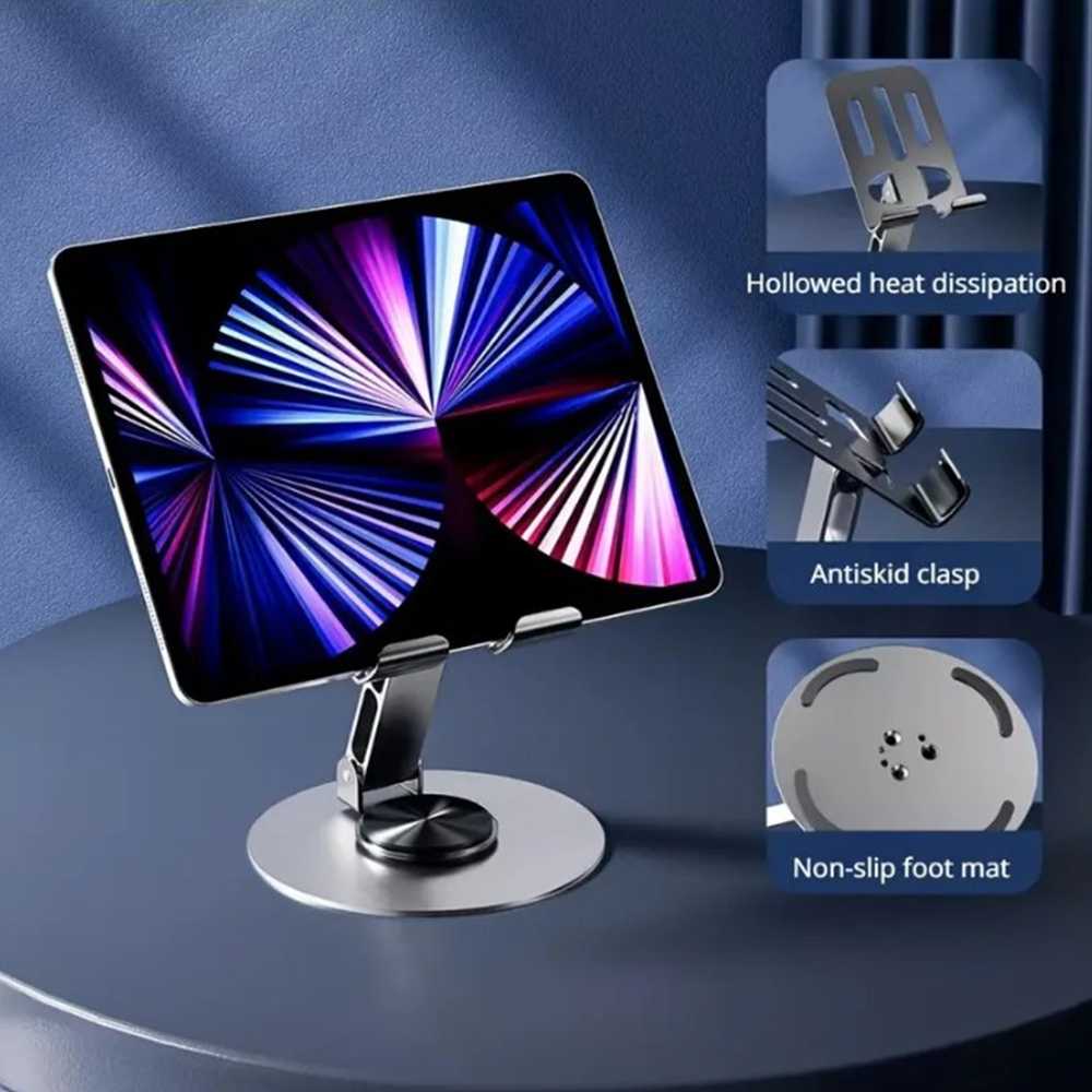 Universal Full Metal Mobile Phone Stand 360° Rotating Aluminum Alloy Base Desktop Tablet Phone Holder Stand