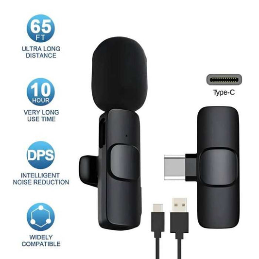 K8 Universal Plug Type-C Wireless Microphone with Mini Cable for Phone/Mobile Devices