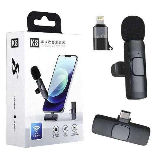 K8 Universal Plug Type-C Wireless Microphone with Mini Cable for Phone/Mobile Devices