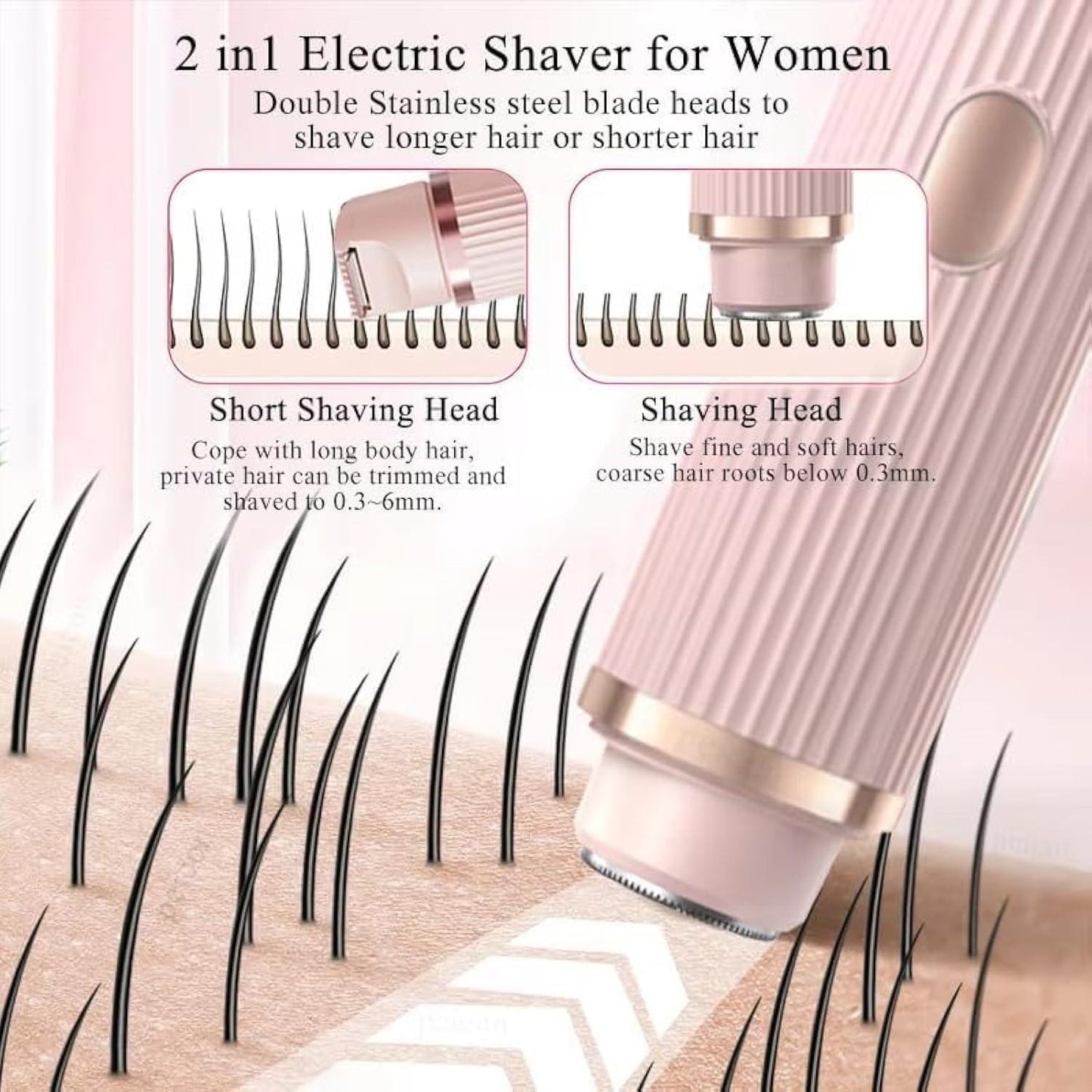 2 in 1 Dual Head Shaver Women Electric Bikini Trimmer Wet&Dry Use Hair Removal
