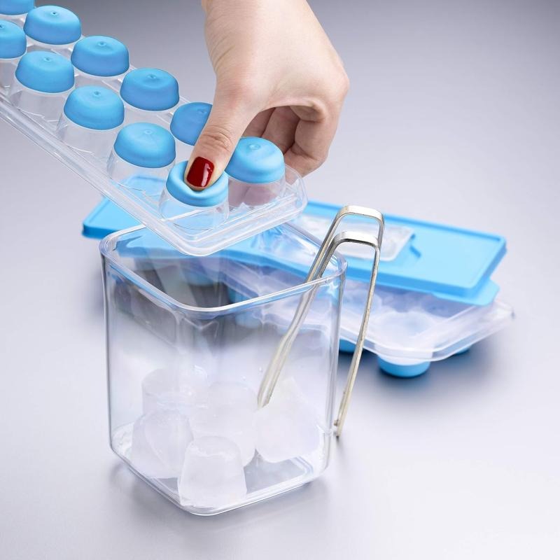 Ice Cube Tray with No Spill Removable Lid Quick and Easy Release Silicone Based Will Release Contents with Ease