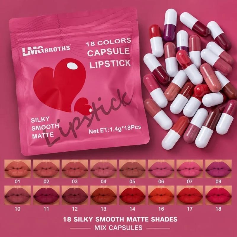 8-Color Capsule Lipstick Set – Silky Smooth Matte Finish Mini Lipstick Pods (Travel Size & Portable)