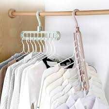 Multiple Clothes Hanger Space Saving Wardrobe Organizer with 9 Holes for Shirts and Pants