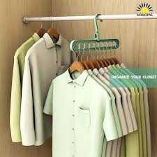 Multiple Clothes Hanger Space Saving Wardrobe Organizer with 9 Holes for Shirts and Pants